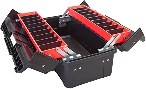 OEMTOOLS 22160 19 Toolbox with Removable Tray, Large Plastic Tool Box With  Handle, Multiple Compartment Storage Case With Secur
