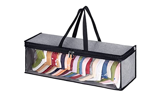 KEETDY Hat Organizer for Baseball Caps Holder Large Hat Storage Bag Rack with Double Carry Handles and Zipper Closure, Grey