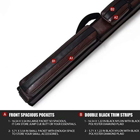 Collapsar 2X2 Pool Cue Hard Case Nylon/Leatherette Billiard Sitck Carrying Cases