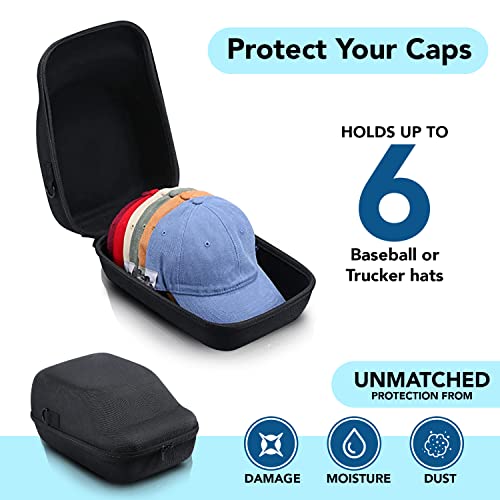 Ozueccr Hard Hat Case for Baseball Caps - Cap Storage for Baseball Caps with Carrying Handle & Shoulder Strap - This Organizer Holder Protects up to 6 Hats - Perfect for Traveling & At-Home Storage