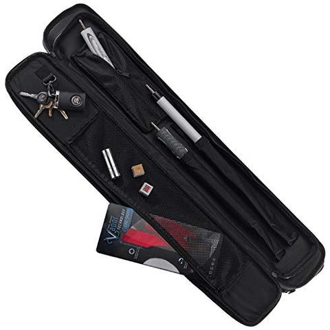 LUCASI Tournament Pro 4x8 Pool Cue Case - Holds 4 Cues + Jump Break, Extensions, (Black Weave, 4x8) LC948W
