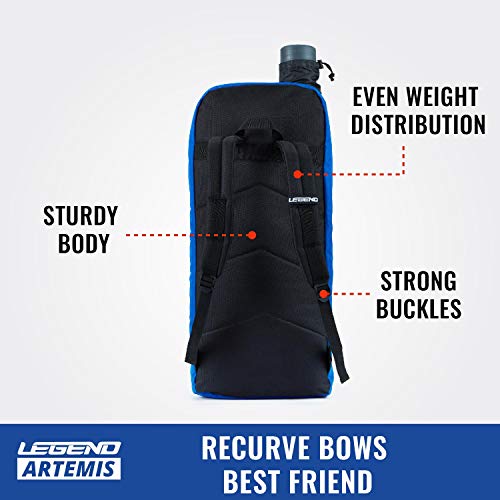 Legend Artemis Archery Backpack for Recurve Bow - Professional Bow Backpack for Travels - Storage Pockets for Gear & Accessories - Protective Foam Padding - Comes with Arrow Tube Case - 11"x8"x27"