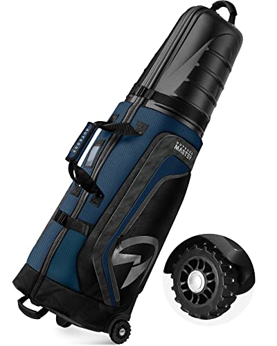 OutdoorMaster Golf Travel Bags for Airlines with Wheels and Hard Case Top, Protect Your Clubs, Lightweight and Easy to Maneuver, Blue