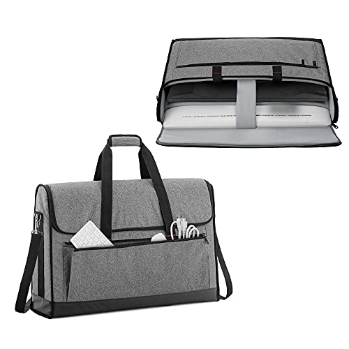 Trunab Monitor Carrying Case 24 Inch Padded Travel Bag Hold Up to 2 LCD Screens/TVs, Not Compatible with iMac or All-in-One Computer, with Accessories Pocket, Shoulder Strap, PU Bottom, Grey