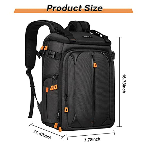 MOSISO Camera Backpack, DSLR/SLR/Mirrorless Photography Camera Bag Vertical Pocket Top Straps with Tripod Holder&Rain Cover&15-16 inch Laptop Compartment Compatible with Canon/Nikon/Sony, Black