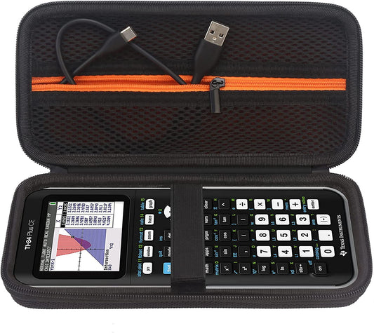 Hard Travel Case for Texas Instruments TI-84 plus CE/TI-84 Plus/Ti-83 plus CE Color Graphing Calculator, Extra Zipped Pocket Fit Charging Cable, Charger, Manual, Black