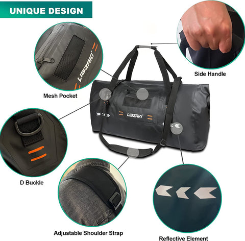 LIBZAKI Heavy Duty Waterproof Duffel Bag- Roll Top Duffel Keeps Gear Dry Any Kind of Travel, Camping, Beach, Snowboarding, Motorcycling, Hunting,Watersports , 50L&70L Sizes