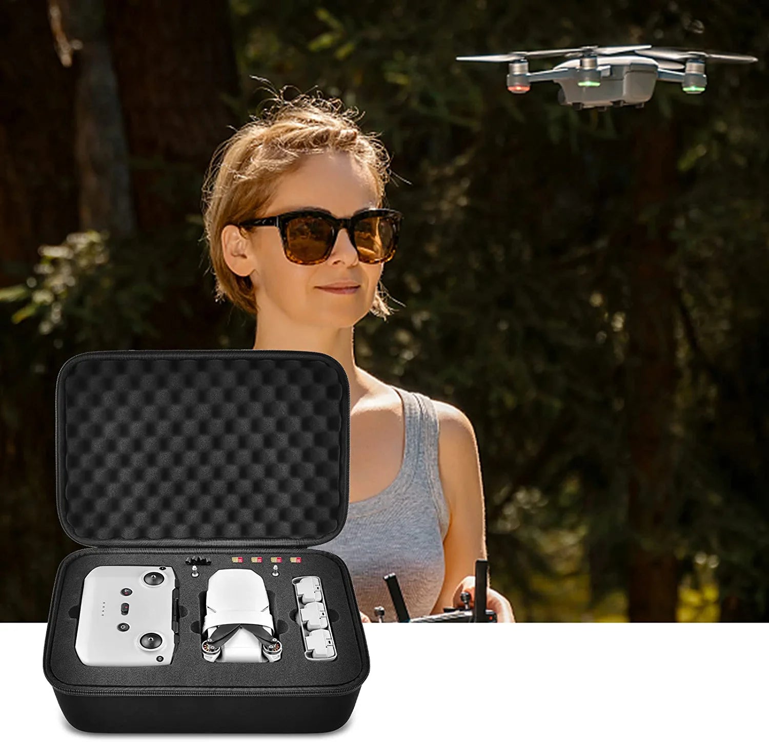 Case Compatible with DJI Mini 2 Fly More Combo Ultralight Foldable Drone, Storage for DJI Mini 2 Drones with Camera, Holds Battery, Propellers, USB Cable, Charging Hub & Accessories- Black (Box Only)