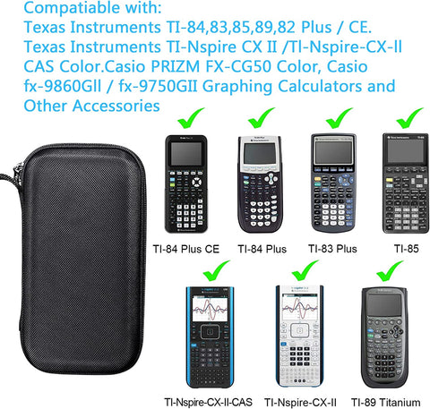 Graphing Calculator Carrying Case for TI-84 plus CE, Hard EVA Shockproof Protective Case for Texas Instruments TI-84 plus CE/TI-83 plus Ce/Ti-Nspire CX II Cas/Tl-Nspire-Cx-Ll (Black)