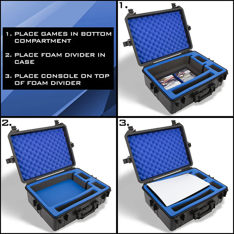Hard Shell Travel Case Compatible with Playstation 5 Console, Controllers, Games and Accessories