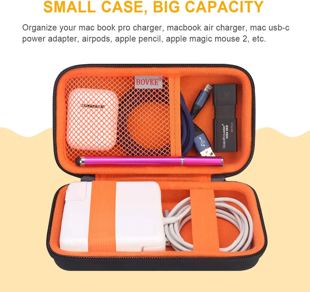 ProCase Hard Travel Electronic Organizer Case for MacBook Power Adapter Chargers Cables Power Bank Apple Magic Mouse Apple Pencil USB Flash Disk SD