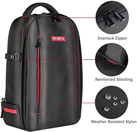 Beschoi Camera Backpack,Camera Bag for photographers Large Waterproof Photography Camera Bacpack with Laptop /Tripod Compartment for Men Women Photographers Black