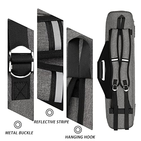 MangoRun Pool Cue Case 4x4 with Backpack Straps Carrying Case for 4 Pool Cues (Grey)