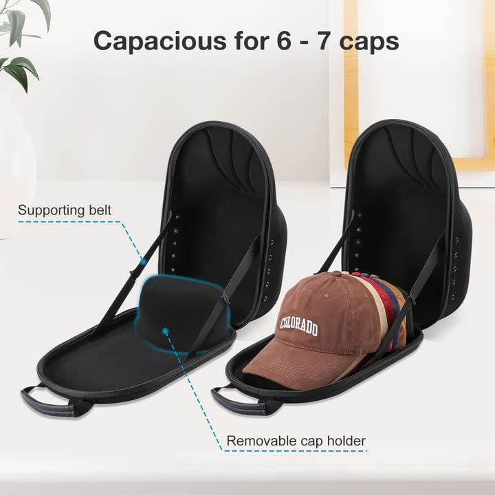 CASEMATIX Hat Travel Case for up to 4 Baseball Caps with Crush-Resistant  Hard Shell Outer, Adjustable Shoulder Strap and Comfortable Handle