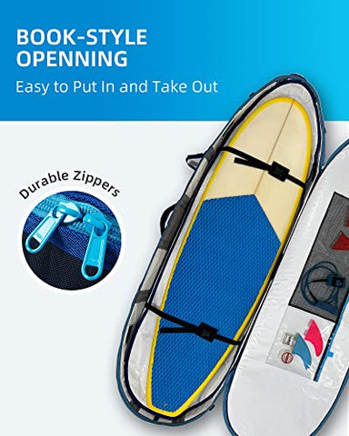 OCEANBROAD Surfboard Longboard Travel Bag Double for 2 Boards 6'0, 6'6, 7'0, 7'6, 8'0, 8'6, 9'0, 9'6, 10'0
