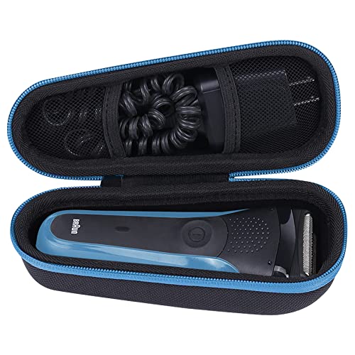 Khanka Hard Travel Case Replacement for Braun Series 3/5 5018s 3010 340S-4 3050 390CC-4 380S-4 3040 Electric Foil Shaver Men's Razor, Case Only (Black&Blue)