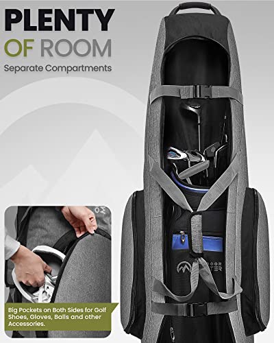 OutdoorMaster Padded Golf Club Travel bag with Wheels, 900D Heavy Duty Oxford Waterproof -Alligators - Black + Gray