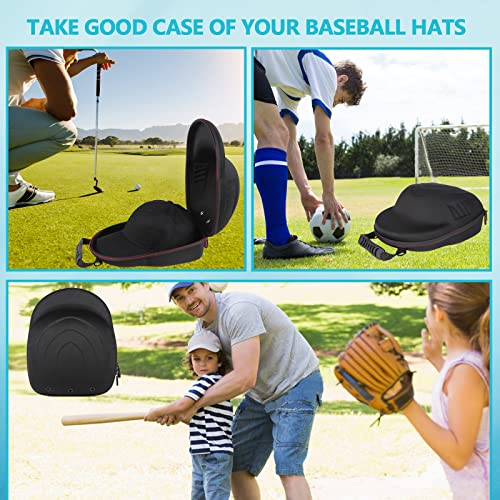 Glamgen Hard Hat Case for Baseball Caps,Hat Carrier Travel Case with One Black Baseball Cap and Adjustable Shoulder Strap,Hat Organizer Holder Bag for 6 Baseball Caps for Women and Men