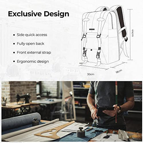 K&F Concept Camera Backpack, Camera Bags for Photographers Large Capacity Camera Case with Raincover,15-15.6 Inch Laptop Compartment Compatible for Canon/Nikon/Sony/DJI Mavic Drone(Backpack 20L)