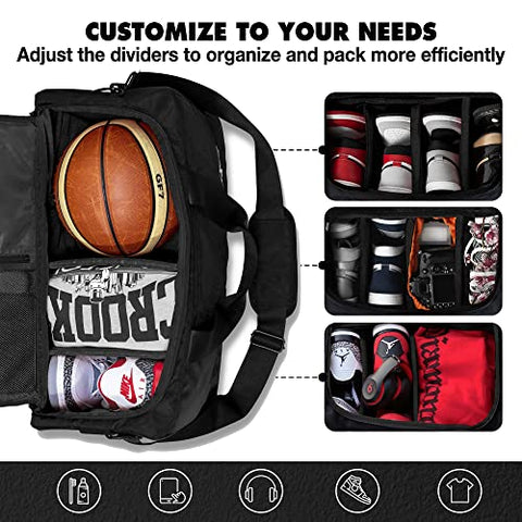 KXKS. Kicks Kase Essential Sneaker Duffle Bag - Travel Duffel Bags for Shoes, Travel Sneaker Bag, Perfect Gym Sports Bag, Traveling & Luggage, Heavy Duty Travel Accessories (Black/Black)