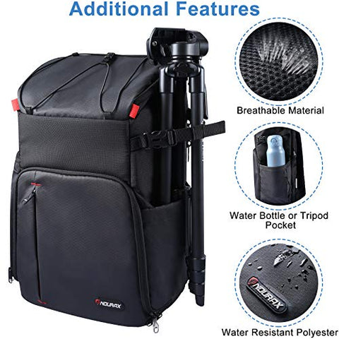 Endurax Camera Backpack, Waterproof Cameras Bag Drone Backpacks for Photographers, 2 DSLR Camera Bags Compatible with Canon Nikon with 15.6 Laptop Compartment