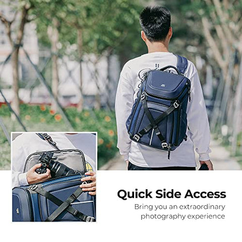 K&F Concept Camera Backpack, DSLR Camera Bag with 15.6 inch Laptop Compartment Tripod Holder Raincover