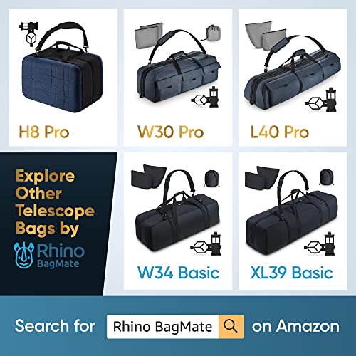 bagmate Rhino R8 Pro Telescope Bag | Protective Padded Bag for Telescopes |Telescope Case for Telescope Accessories | for 4",5",6", & 8" Optical Tubes | With 2 Add. Pockets & a Smartphone Adapter