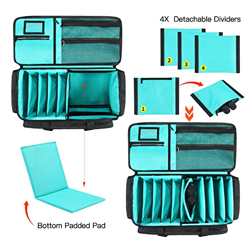 DJ Gig Bag, Large DJ Cable File Bag DJ Gear Storage Organizer with Detachable Padded Bottom and Dividers,Travel Gig Bag for Cords Sound Equipment DJ Gear Musician Accessories (Blue)