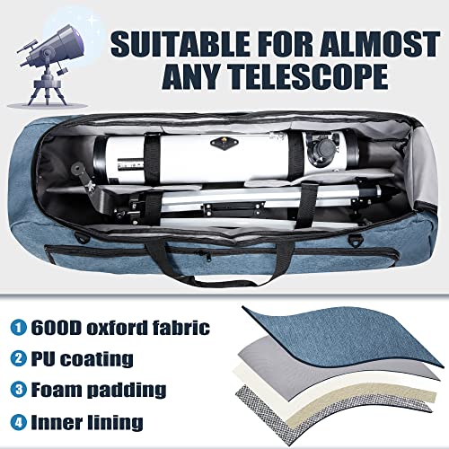 GoHimal Shock-Absorbent Telescope Bag–Multipurpose Telescope Carrying Case with Adjustable Shoulder Strap and Storage & Carrying Case for Tripod and Accessories for Celestron Telescope （40inches）