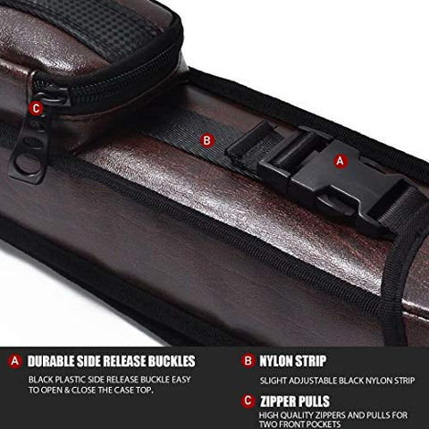 Collapsar 2X2 Pool Cue Hard Case Nylon/Leatherette Billiard Sitck Carrying Cases