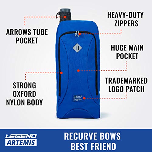 Legend Artemis Archery Backpack for Recurve Bow - Professional Bow Backpack for Travels - Storage Pockets for Gear & Accessories - Protective Foam Padding - Comes with Arrow Tube Case - 11"x8"x27"