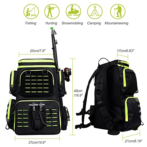 Fishing Backpack with Rod Holder Fishing Tackle Bag Fishing Gear Bag