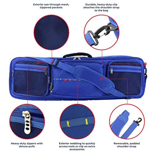OSAGE RIVER Fishing Rod Travel Case, Durable Rod and Reel Organizer Bag with Adjustable Dividers and Heavy-Duty Zippers, Holds up to 4 Fishing Poles and Tackle, Blue