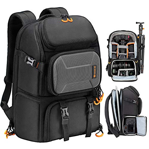 TARION Pro Camera Backpack Large Camera Bag with Laptop Compartment Tripod Holder Waterproof Raincover Outdoor Photography Hiking Travel Professional DSLR Camera Bag Backpack for Men Women Side Access