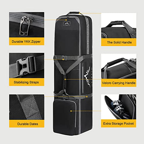 GoHimal Golf Travel Bag with Wheels, 900D Heavy Duty Oxford Fabric Golf Travel Case for Airlines