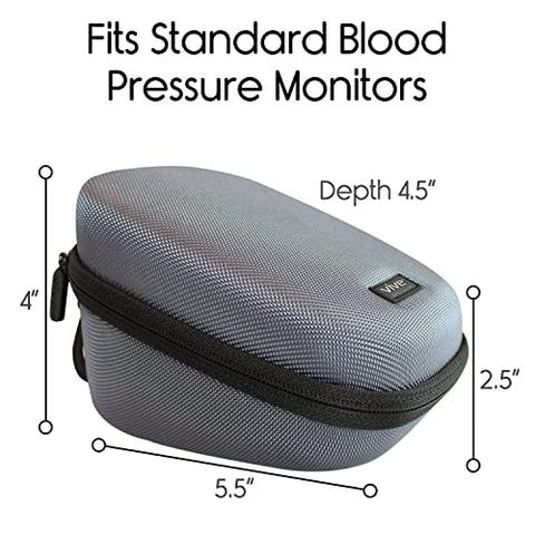 Vive Precision Blood Pressure Monitor Case - Hard Carrying Medical Travel Storage Bag - Universally Compatible Portable BPM Cuff, Health Accessories Pouch Replacement with Carrying Strap - Shockproof
