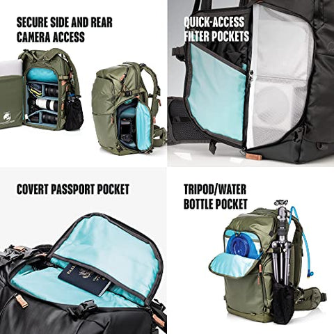 Shimoda Explore V2 30 Water Resistant Camera Backpack - Fits DSLR, Mirrorless Cameras, Batteries & Lenses - Core Unit Modular Camera Inserts Sold Separately - Army Green (520-155)
