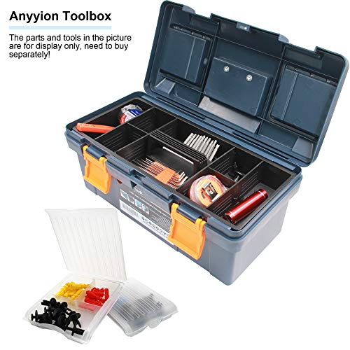 Anyyion 17-inch Tool Box with Removable Tray , Small Parts Box On The Lid is Removable, Tray Can be Removed and Combined at Will (Blue)