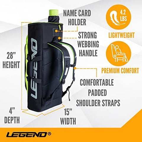 Legend XT720 Bow Backpack for Recurve Bow - Nylon Takedown Recurve Archery Bow Bag - Storage Compartments for Accessories & Gear - Protective Padding for Equipment Safety - Includes Arrow Tube Case
