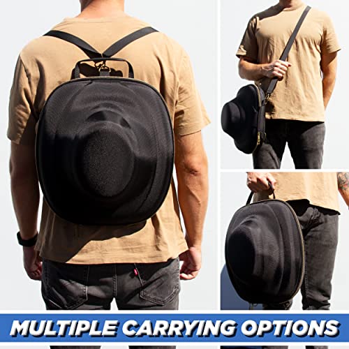 CASEMATIX Hat Case for Fedora, Panama, Bowler Hats and More - Premium Hard Shell Hat Travel Case with Adjustable Carry Strap, Luggage Strap, ID Slot and Protective Insert for Hats With Brims Up To 3"