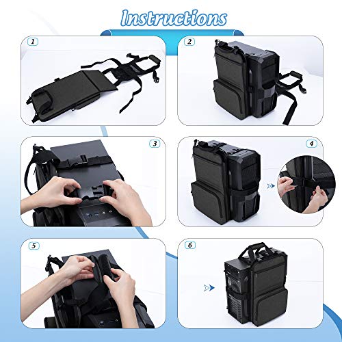 Trunab PC Tower Carrying Strap with Handle, Desktop Computer Case Belt Holder with Pockets for Keyboard, Cable, Headphone, Mouse, Ideal for Transporting On The Go, Black - Patented Design