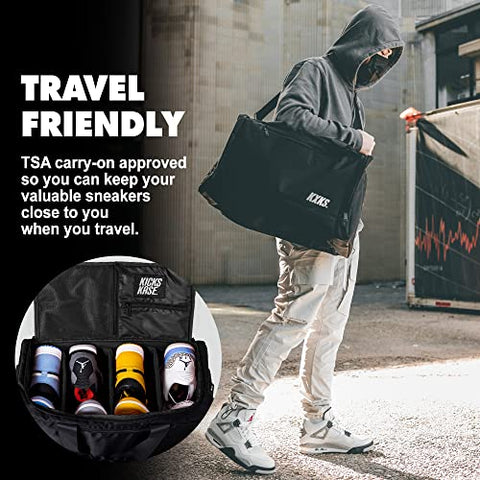 KXKS. Kicks Kase Essential Sneaker Duffle Bag - Travel Duffel Bags for Shoes, Travel Sneaker Bag, Perfect Gym Sports Bag, Traveling & Luggage, Heavy Duty Travel Accessories (Black/Black)