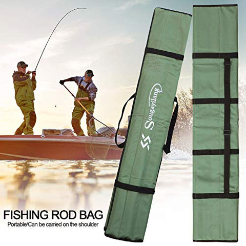 Sougayilang Fishing Rod Bag Canvas Rod Case Organizer Pole Storage Bag Fishing Rod and Reel Carrier Organizer for Travel, Gift for Father, Boyfriend and Family