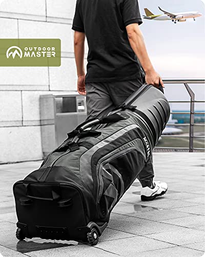 OutdoorMaster Golf Travel Bags for Airlines with Wheels and Hard Case Top, Protect Your Clubs, Lightweight and Easy to Maneuver, Grey