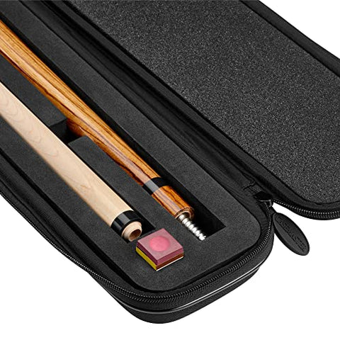 Casemaster Parallax Billiard/Pool Cue Case 600D Oxford Heavyweight Polyester Fabric and Padded Interior, Holds 1 Complete 2-Piece Cue (1 Butt/1 Shaft), Black with Black Trim