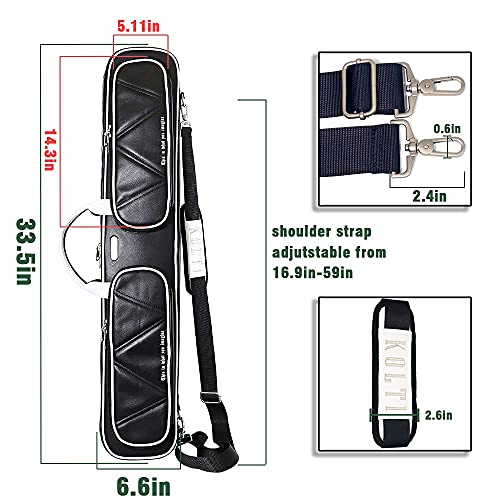 3x4 Pool Cue Case Billiard Stick Carrying Case, Soft & Waterproof Oxford Cloth Stick Bag with Shoulder Strap