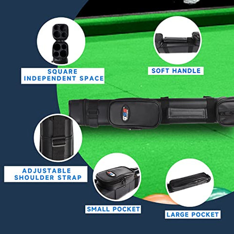 GSE Games & Sports Expert 2x2 Deluxe Hard Billiard Pool Cue Stick Carrying Case (Several Colors Available) (Square - Black)