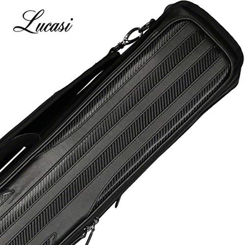 LUCASI Tournament Pro 4x8 Pool Cue Case - Holds 4 Cues + Jump Break, Extensions, (Black Weave, 4x8) LC948W