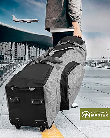OutdoorMaster Padded Golf Club Travel bag with Wheels, 900D Heavy Duty Oxford Waterproof -Alligators - Black + Gray