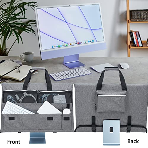 KISLANE Travel Carrying Case for 24'' iMac Desktop Computer, Protective Storage Bag for iMac Monitor Dust Cover with Carry Handle for 24 inch iMac Screen and Accessories (Grey)